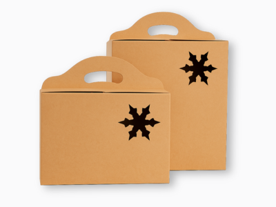 Opakowanie dla agencji reklamowej - prezenty świąteczne.  Przeznaczone do pakowania prezentów świątecznych dla pracowników.  Surowiec: tektura 3-warstwowa, fala E, szaro-szara