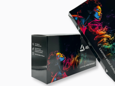 Opakowanie na toner.  Nadruk CMYK, wykończenie folia błysk,  Surowiec GD230 + tektura 2w e 120/120